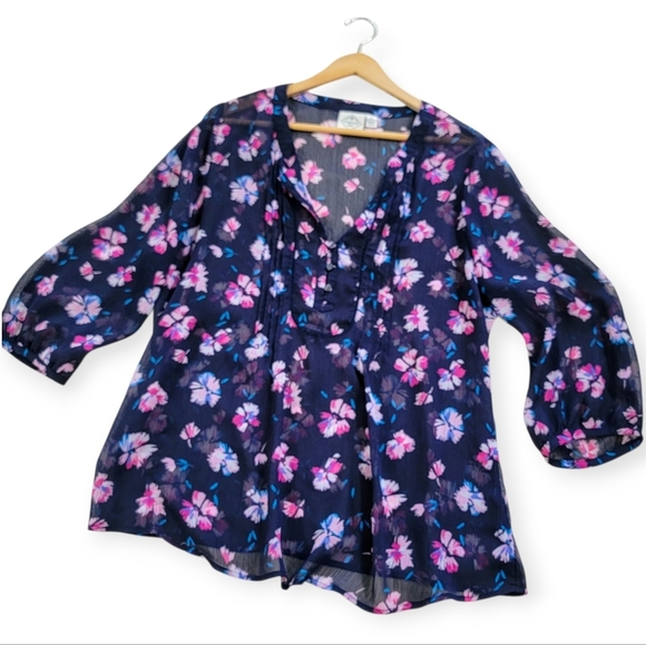 St. John's Bay Floral Sheer Women's Tunic Top Size XL - Picture 14 of 14